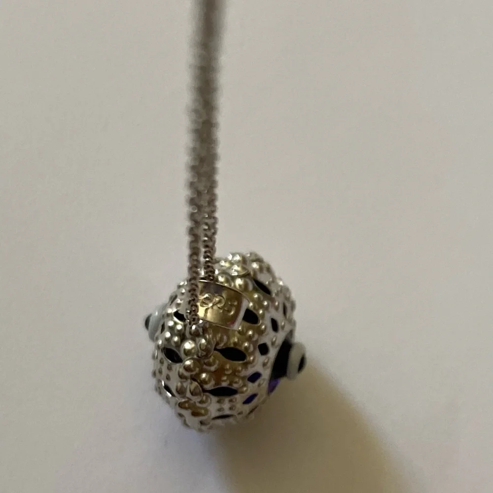 🧿925 Silver necklace glass blue evileye bead